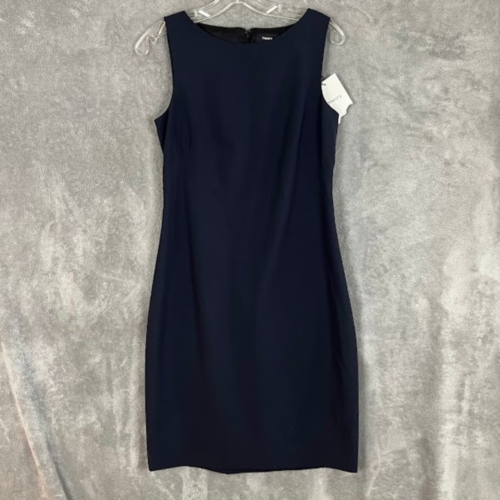NWT Theory Sevona Short Dress Womens 6 Navy Wool Career Clean Girl MSRP $395